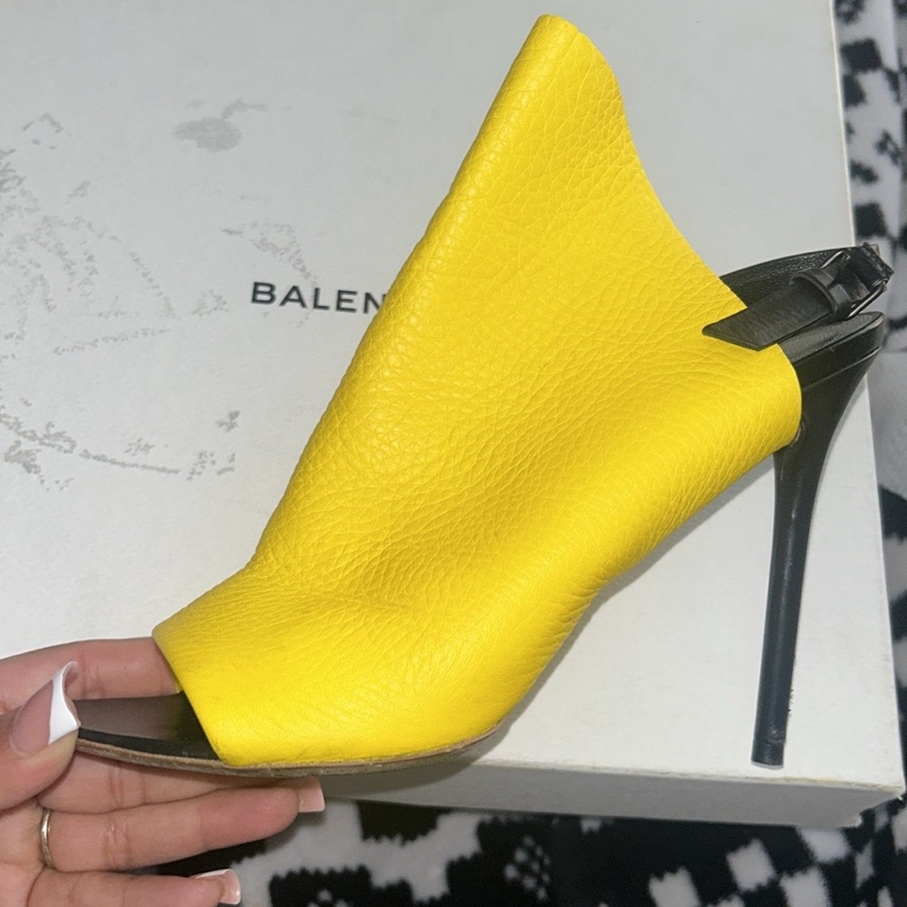 Balenciaga Bright Yellow Open-Toe Heels